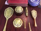 Vanity Set  Dresser Top Vanity Set  Bakelite Celluloid 9  Pieces Total