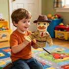 16  Detective Hand Puppet For Kids With Retractable Control Rod Interactive Toy