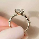 Engagement East-west Ring 3ct Real Moissanite Radiant Cut  14k White Gold Plated