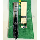Rolex Black Leather Watch Band 20-16mm Silver Buckle Nos Vintage