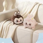 Popmart Labubu Mokoko Pink Brown 11in Popland Action Figure Throw Pillow