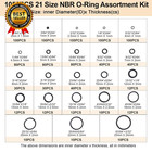 O Ring Kit 1050 Pcs  O Ring Assortment Kit 21 Size  Metric Nitrile Rubber O Ring