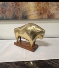Vtg 70s Mcm Italian Modernist Brass Bull Sculpture By Sarreid Ltd  Made In Italy
