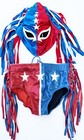 Pro Grade Wrestling Patriotic Trunks And Wrestling Mask Set   Tights Gear New  