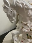 Vintage Ceramic Rocking Horse     White W  Gold Accents