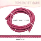 6mm Round Braided Leather Cord For Crafts Jewelry Making  Rose Red 1 1yards 
