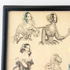 Antique Victorian Fashion Framed Lithograph Ladies Dresses 7x9