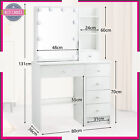 Makeup Vanity Table Set With Sliding Lighted Mirror Stool Dressing Desk 6 Drawer