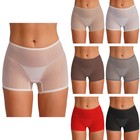 Mens Sexy Underwear Mesh Boxer Briefs See Through Pouch Thongs Underpants Shorts