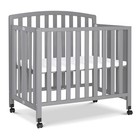 Dylan Folding Portable 3-in-1 Convertible Mini Crib And Twin Bed In Grey  Gre   