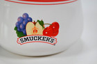 Smuckers Double Covered Jam Jelly Jar W spoons Preserves Ceramic Bowl Vintage