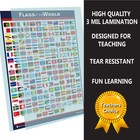 World Flags Educational Poster Laminated Young N Refined  15x20 