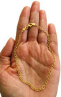 925 Solid Sterling Silver   14k Gold Plated Anklet 4mm Filo Chain Link 10 - Ea30