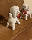Vintage Mcm Anthropomorphic White Lamb Bow Tie Figurine Set Of 2 1950s-60s