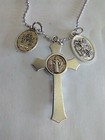 Catholic St Benedict Cross Miraculous Medal St Michael Necklace 24  Chain