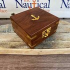Brass Sundial Desk Compass W  Wooden Box  Old Vintage Antique Style