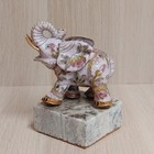 Cloisonne Elephant Figurine Pink Floral Mounted On Stone 5  Tall 