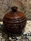 Vintage  Hand Turned  Carved Wood Trinket Bowl From Belize