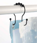 12pcs Iron Shower Curtain Hooks - Minimalist Black For Bathroom Decor - New