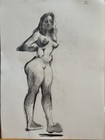Pencil Figure Drawing Neo-cubism On Paper 18   x24    Original Signed