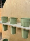 6 Pcs 9 Inch Tall Galvanized Flower Bar Buckets With Handles Sage Green Decor