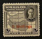 Travelstamps  1942 Somaliland Stamps Sc  126 Sg 115 - 5sh On 5 Rupees Kgvi Mogh