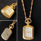 Vintage Gold Tone Watch Pendant Chain Necklace - Works