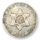 1851 Three Cent Silver Trime Type 1 Philadelphia Km 75 Us Coin Underweight