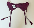 Fredericks Of Hollywood Lace Garter Belt Floral Dark Fuchsia Coquette Vamp S Nwt