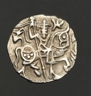 I14-74     Shahi Kings  Silver Drachm   samanta Deva  Bull   Horseman