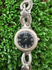 Vintage Guess Chain Link Bracelet Watch Logo Stamped Links Y2k Silver Tone