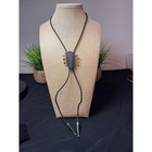 Country Music Guitar Headstock Bolo Tie Leather Cord Western Metal Tips Vintage