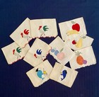 Vintage Madeira Applique Cocktail Napkins Rooster Fish Fruit Mixed Set Of 10