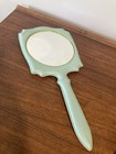 Vintage Art Deco Green Hand Held Vanity Mirror 1920   s - 1940   s Ribbons Bakelite