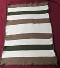 New Handmade Crocheted Afghan Throw Blanket Brown Beige Green Stripes  53x37