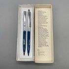Vintage Papermate Blue Chrome Mechanical Pencil   Pen Set - L f Industries 1979