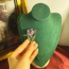 Vintage Luxury Full Rhinestone Purple Flowers Brooches Pin For Women Dress Gift