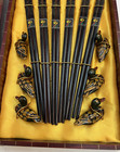 Vtg Wooden Chopsticks   Duck Chopstick Rest Holders In Box Chinese Set Of  6