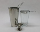 5 Piece Boston Shaker Set Double Strainer  Jigger  Mixing Tin Bar Kit