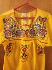 Peasant Tunic Hand Embroidered Mexican Puebla Blouse Top Medium Javier Clothing 