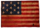 Very Rare Circa 1876 Antique 13 Star Centennial American Parade Flag Folk Art