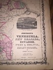 1852 Genuine Antique Hand Colored Map Venezuela  New Granda  S  America Johnson