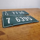 1964 Iowa License Plate Green 7 6395 And 10 7736  Original Lot Of 2