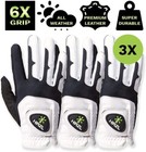 Hirzl Men Golf Gloves - Grippp Fit  Premium Leather  White black - Pack Of 3