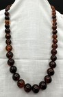 Vintage Faux Bakelite Amber Rootbeer Graduated Big Orb Atomic Bead Necklace 30 