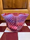 Large Cranberry Glass Opalescent Swirl Lamp Shade 4 Inch Fitter