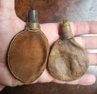      4  5 Piece Lot Antique Black Powder Shot Bullet Pouch Bag Flask Civil War Era