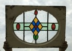 Antique Stained Leaded Oval Colored Glass Shabby Window 18x24 Old Chic 799-25b