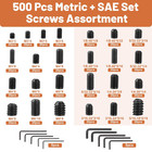 500 Pcs 25 Size Set Screws Metric sae Set Screw Assortment Kit 12 9 Alloy Steel