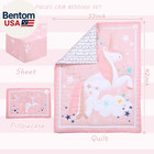 Pink Baby Girl Crib Bedding Set 3 Piece Quilt Fitted Sheet Pillowcase
